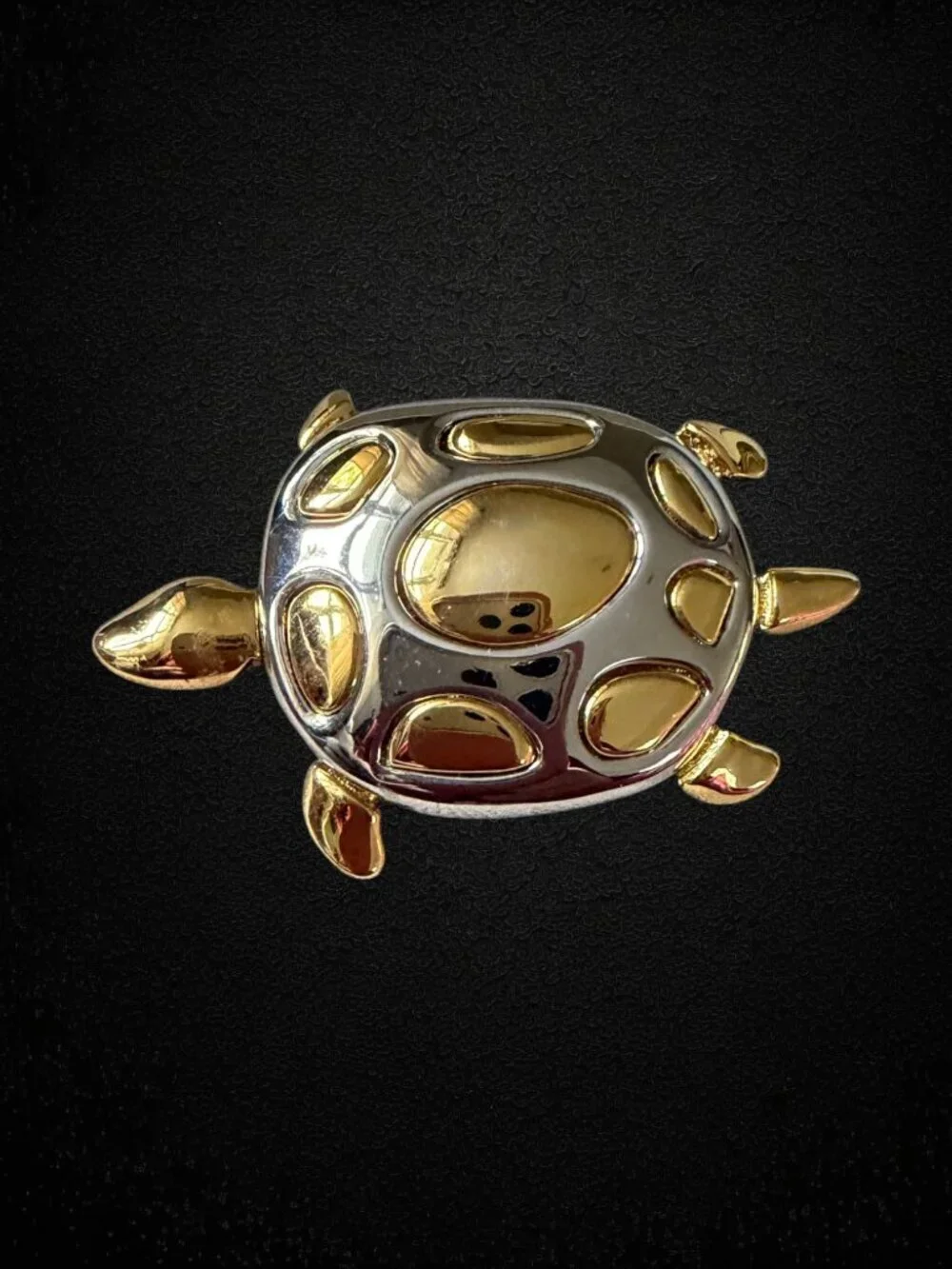 Vintage Y2K Liz Claiborne Sea Turtle Brooch Gold Silver Coastal Pin Boxed